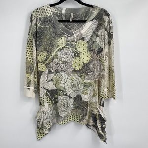 Vintage Cubism Multi Print Burnout Long Sleeve Shirt